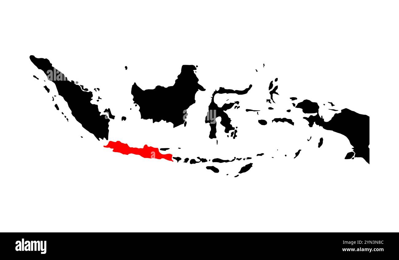 Indonesia forma mappa Java dettagliata, icona concetto di grafica Flat web simbolo illustrazione vettoriale . Illustrazione Vettoriale