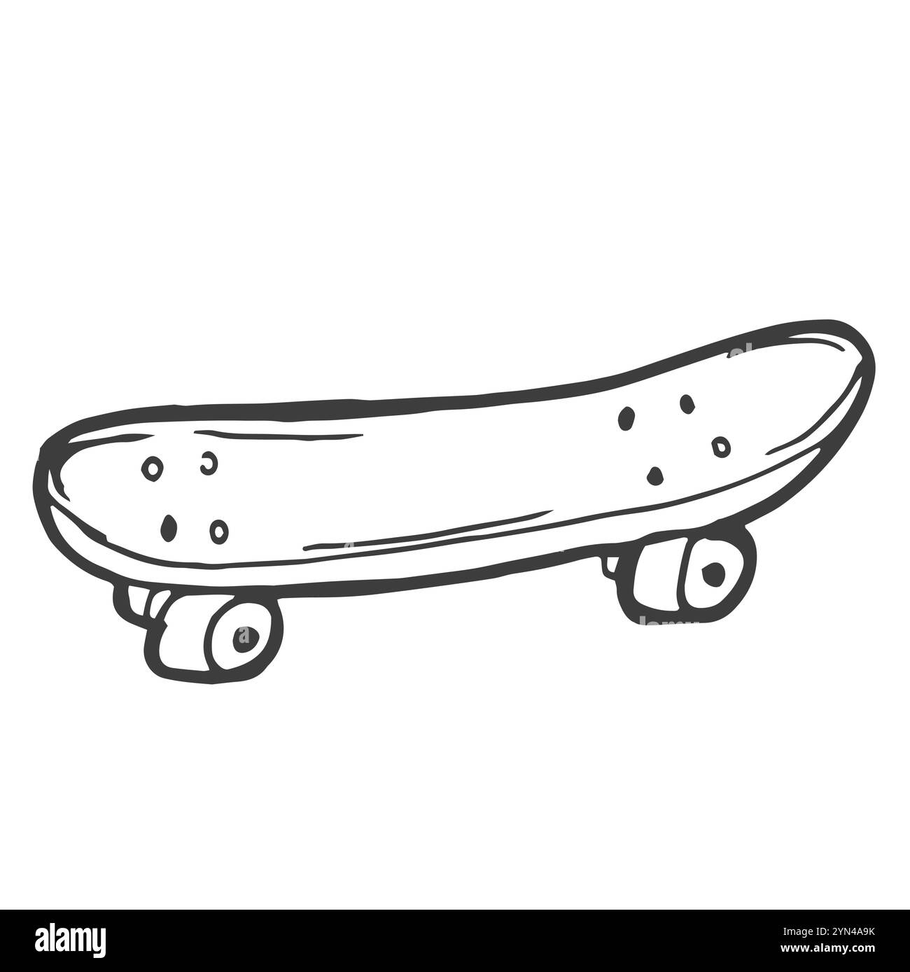 Icona skateboard in stile schizzo illustrazione vettoriale disegnata a mano Illustrazione Vettoriale