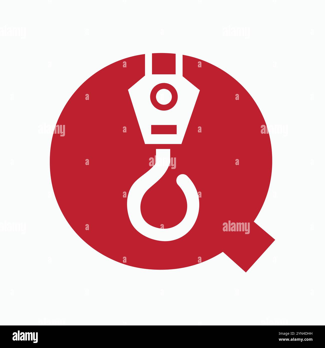 Lettera Q Logo della gru per modello vettoriale simbolo di costruzione Illustrazione Vettoriale