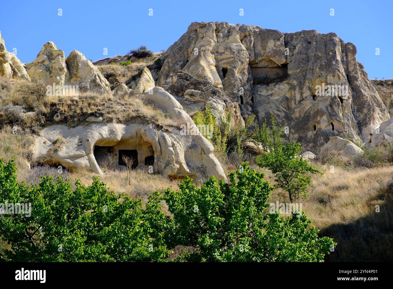 Chiese scolpite al Museo all'aperto Göreme in Cappadocia, Turchia Foto Stock