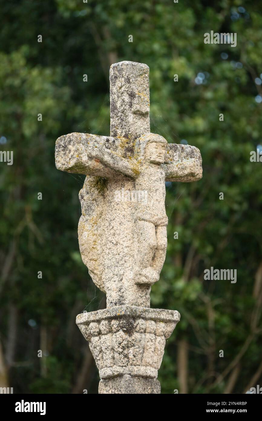Croce di pellegrinaggio sul cammino di Santiago, Mansilla de las Mulas , Comunità autonoma di Castiglia e León, Spagna. Foto Stock
