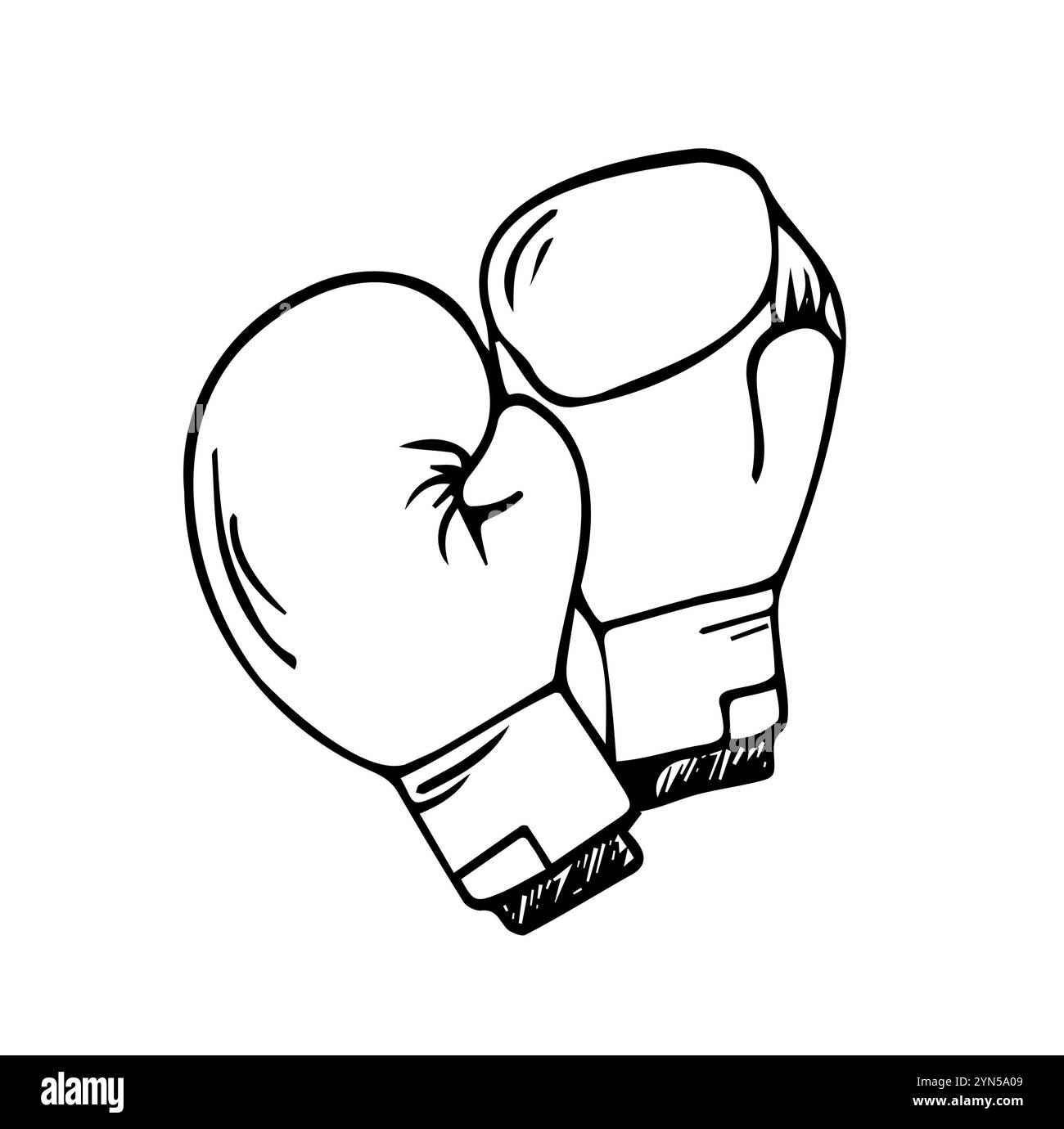 Pugilato. Guanti da boxe Vector Doodle in stile doodle. Illustrazione Vettoriale