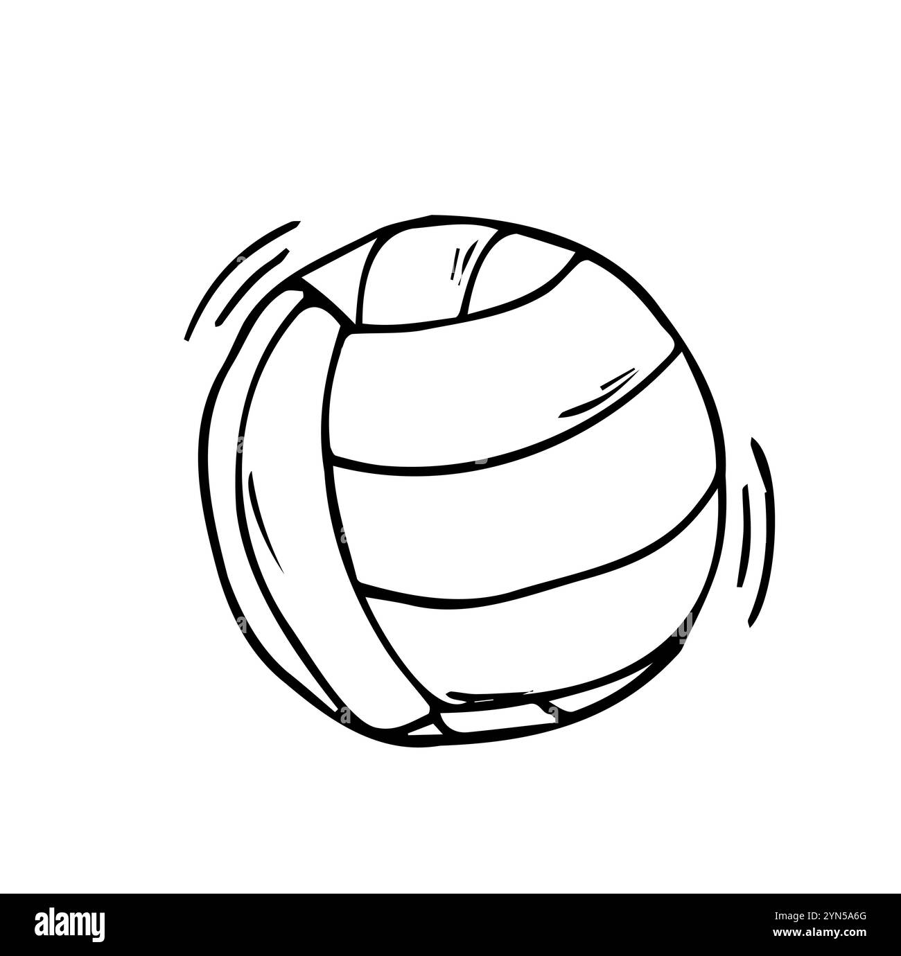 Palla da pallavolo Vector Single Black Pencil Sketch. Concetto sportivo Illustrazione Vettoriale
