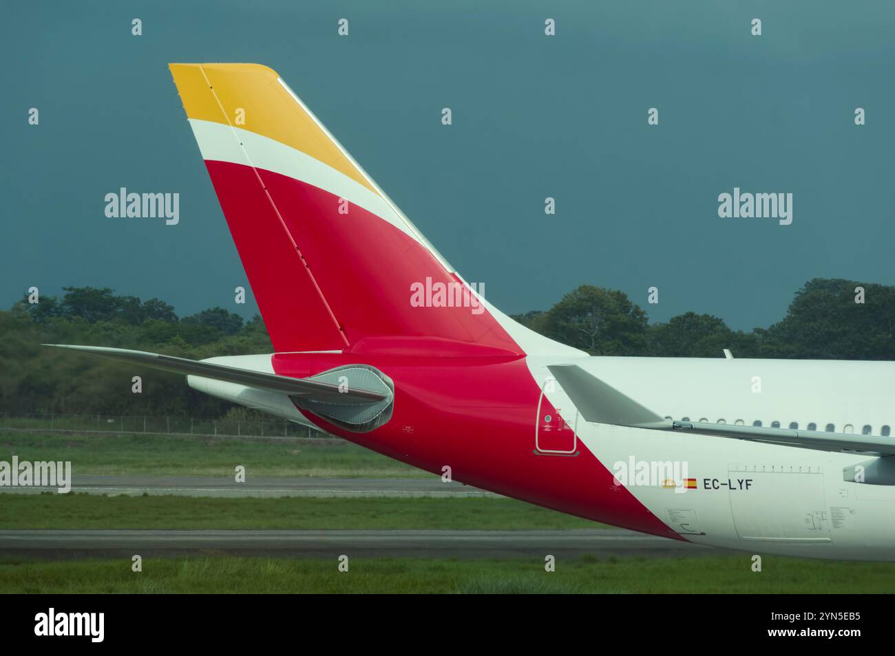 Panama City, Panama, 23 maggio 2014: Airplane Tail with Iberia Colors all'Aeroporto Internazionale di Tocuman Foto Stock