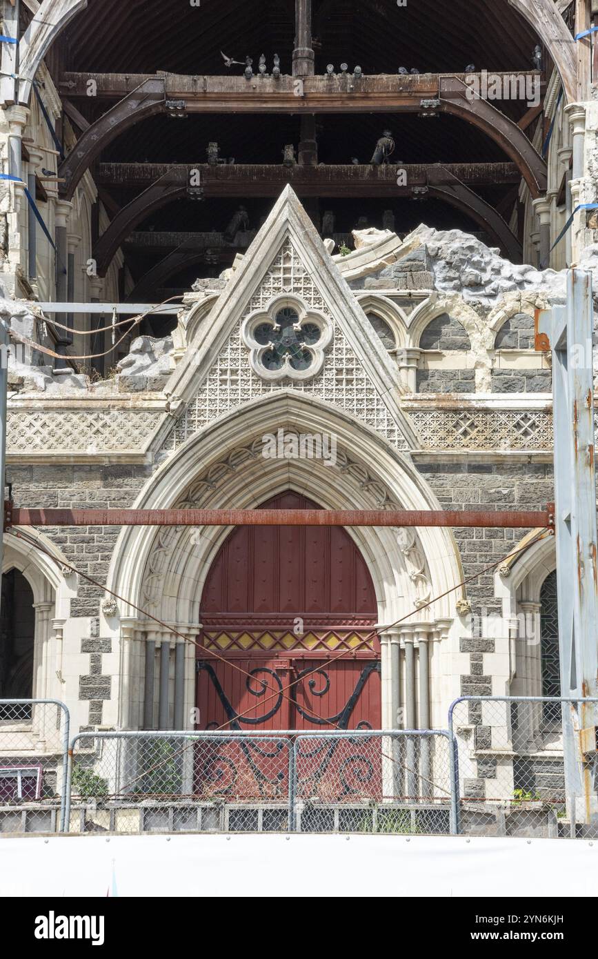 Rovina della famosa Cattedrale di Christchurch dopo il terremoto del 2011, Isola del Sud della Nuova Zelanda Foto Stock