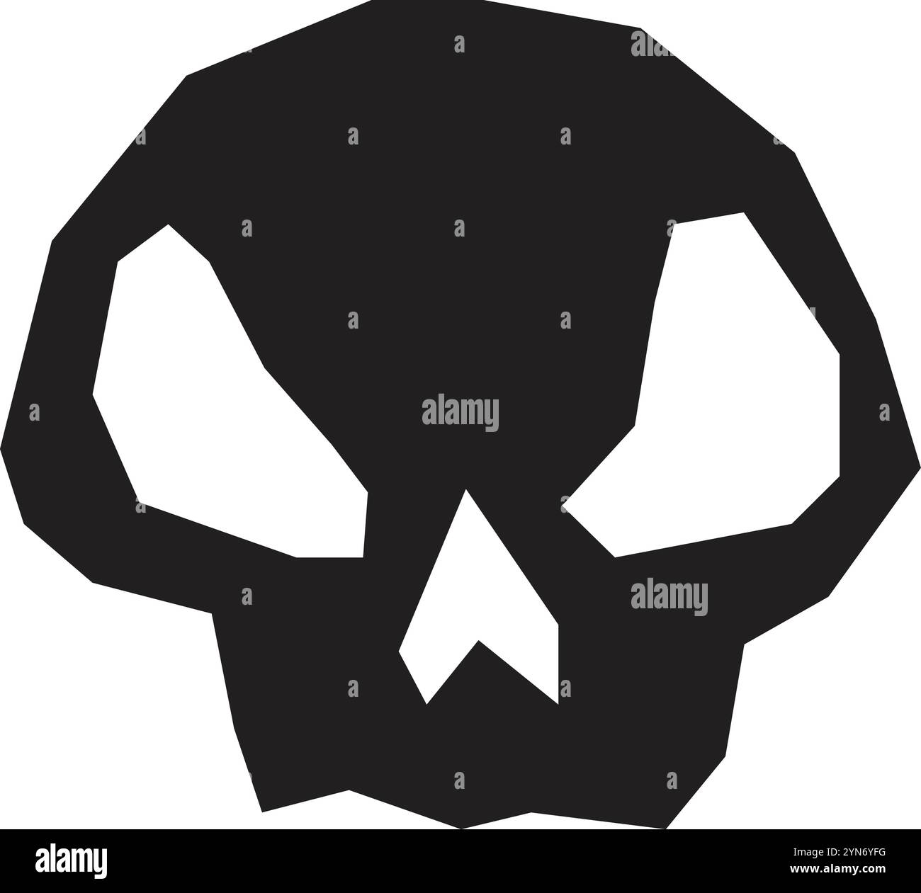 Cranio basso poly stilizzato che evoca temi di pericolo, morte, halloween e macabro, adatto a progetti legati a eventi spettrali o concetti oscuri Illustrazione Vettoriale