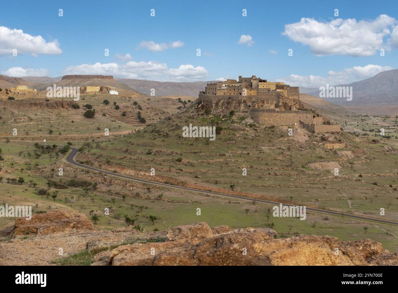 Storico villaggio di Tizourgane sulle montagne dell'Anti-Atlante, Marocco meridionale Foto Stock