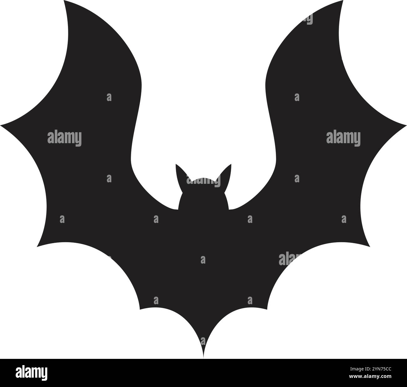 Spaventosa silhouette nera che vola nel cielo notturno, perfetta per i progetti di halloween. Fai volare la tua creatività con questa immagine inquietante. Illustrazione Vettoriale