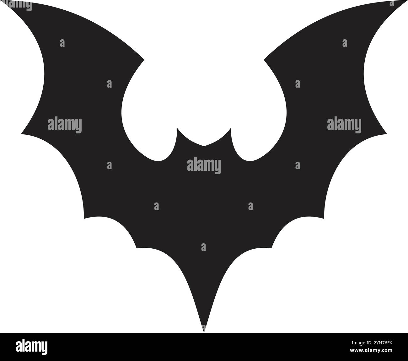 Semplice silhouette nera stilizzata che diffonde le ali, perfetta per inviti a feste di halloween, decorazioni spaventose o disegni gotici Illustrazione Vettoriale