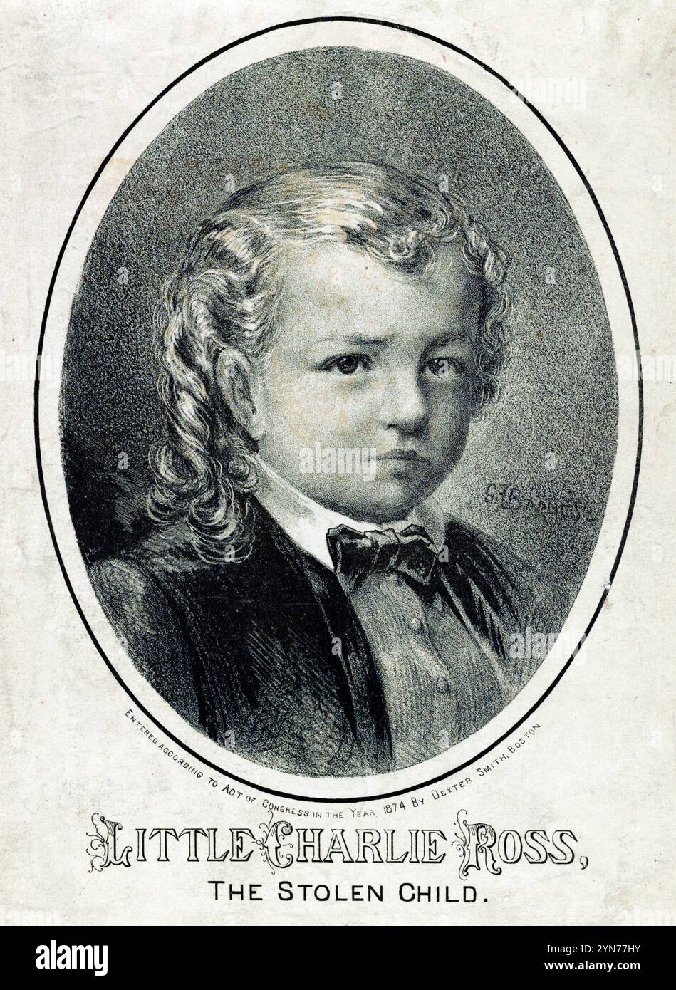 Charles Brewster 'Charley' Ross (1870 – scomparso nel 1874) vittima del primo rapimento americano per riscatto per ricevere una copertura mediatica diffusa. Foto Stock