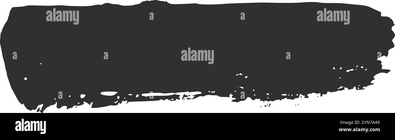 Ampio tratto orizzontale di pennello grigio scuro con bordi ruvidi e irregolari, creando un effetto banner artistico e testurizzato Illustrazione Vettoriale