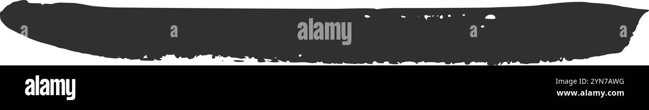 L'ampio tratto del pennello grigio scuro con bordo inferiore testurizzato crea una forma astratta su uno sfondo bianco pulito, offrendo un design versatile Illustrazione Vettoriale