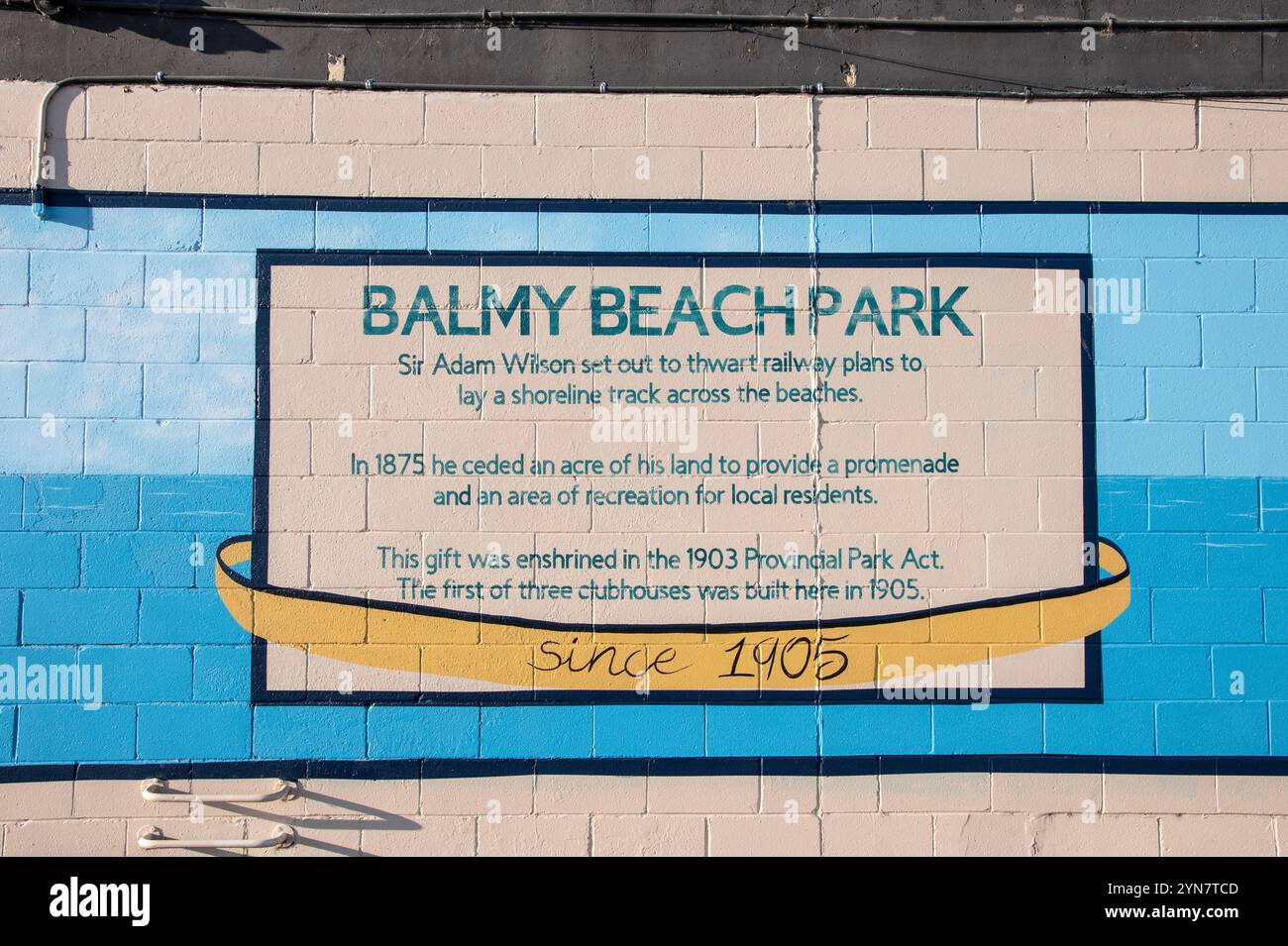 Eventi storici sul murale del Balmy Beach Club a Scarborough, Toronto, Ontario, Canada Foto Stock