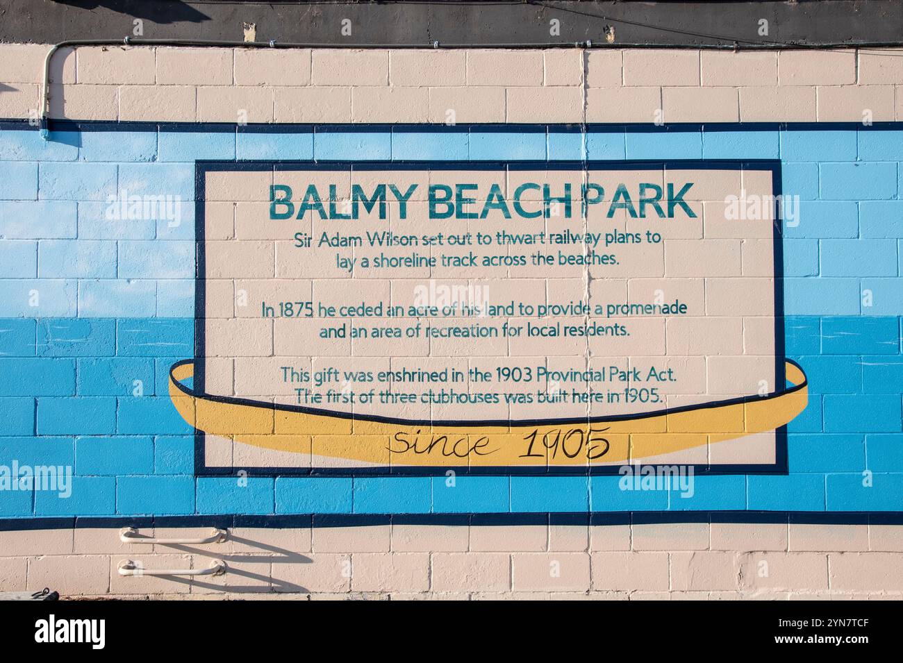 Eventi storici sul murale del Balmy Beach Club a Scarborough, Toronto, Ontario, Canada Foto Stock