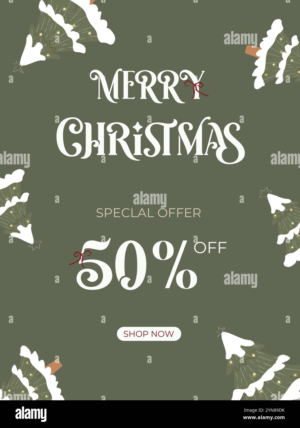 Banner dell'offerta speciale di Natale con alberi stilizzati. Illustrazione vettoriale Illustrazione Vettoriale