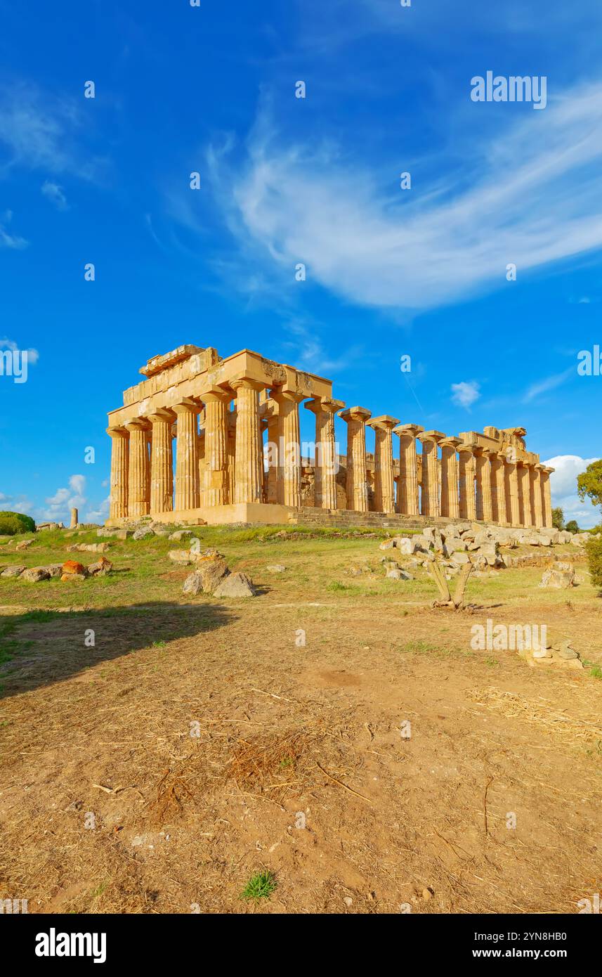 Tempio di Hera o Tempio e, Parco Archeologico di Selinunte, Selinunte, Distretto di Trapani, Sicilia, Italia Foto Stock