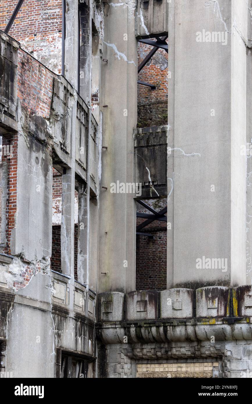 Primo piano del Memoriale della pace di Hiroshima: Dettagli della Cupola della bomba atomica Foto Stock