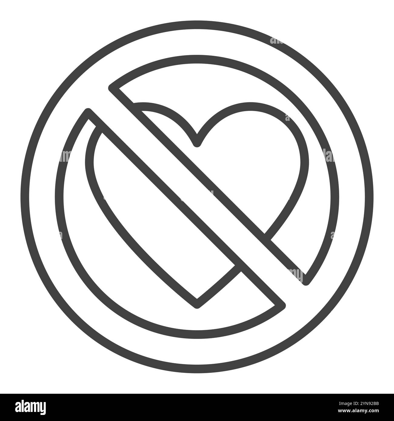 Il cuore spezzato blocca l'icona lineare o il simbolo del concetto di dolore emotivo vettoriale Illustrazione Vettoriale