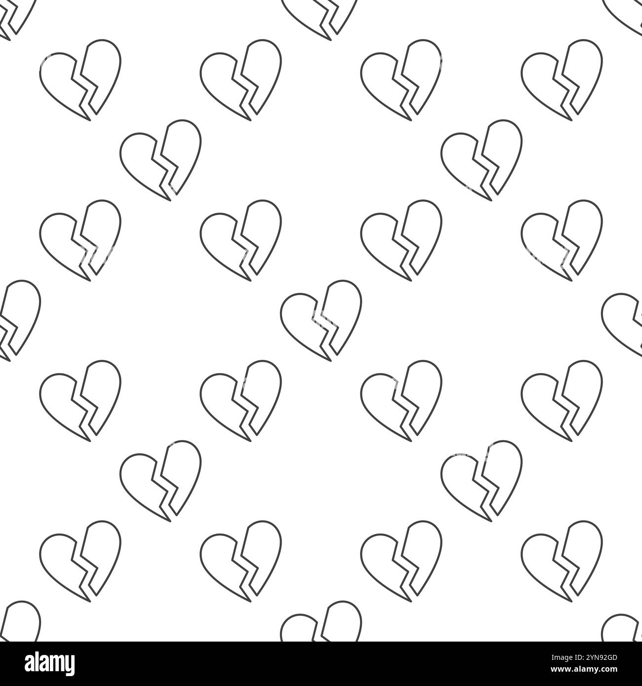 Concetto di distress emotivo vettoriale heartbreak motivo senza cuciture in stile outline Illustrazione Vettoriale