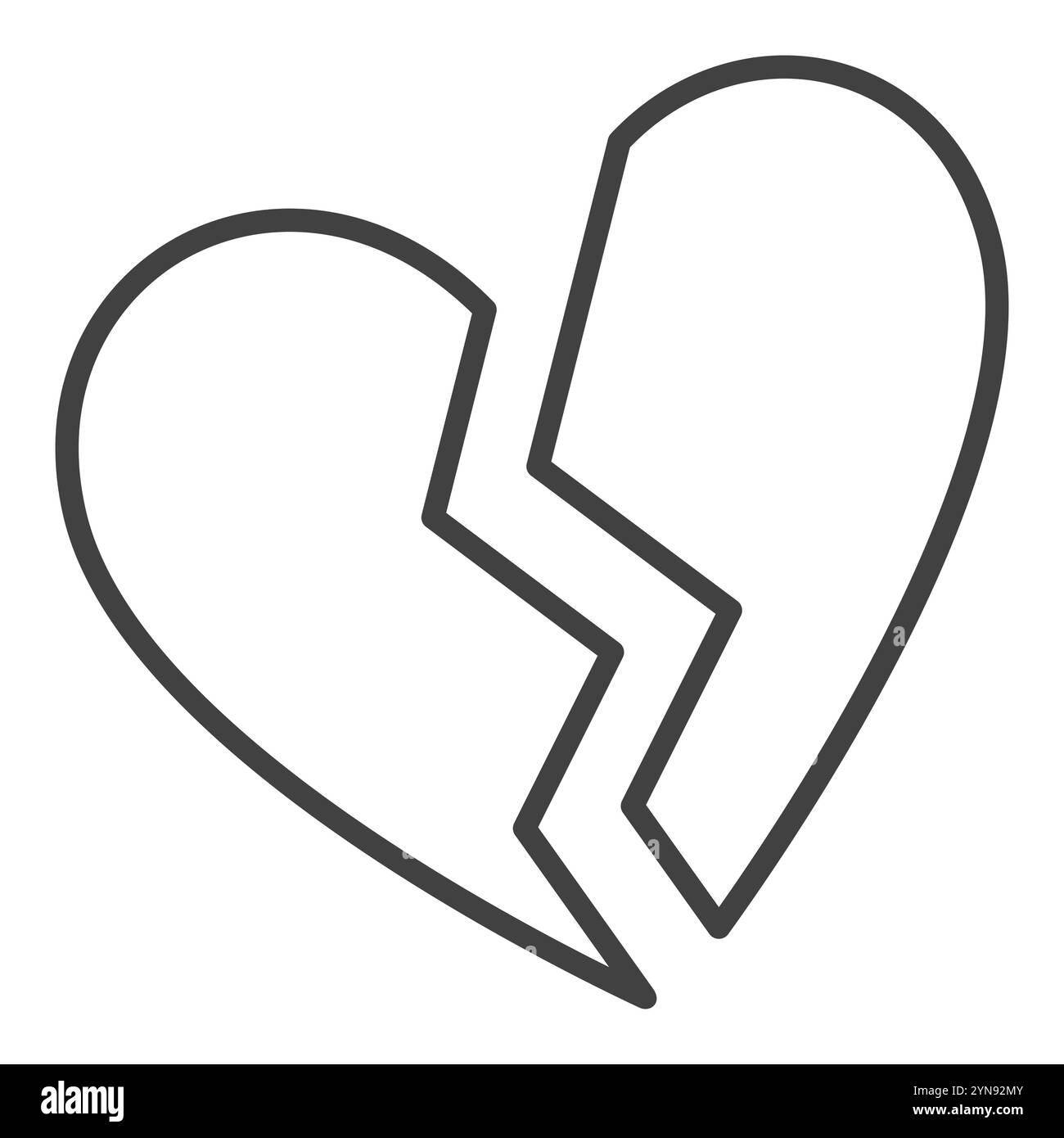 Icona o simbolo del concetto di distress emotivo vettoriale heartbreak in stile contorno Illustrazione Vettoriale