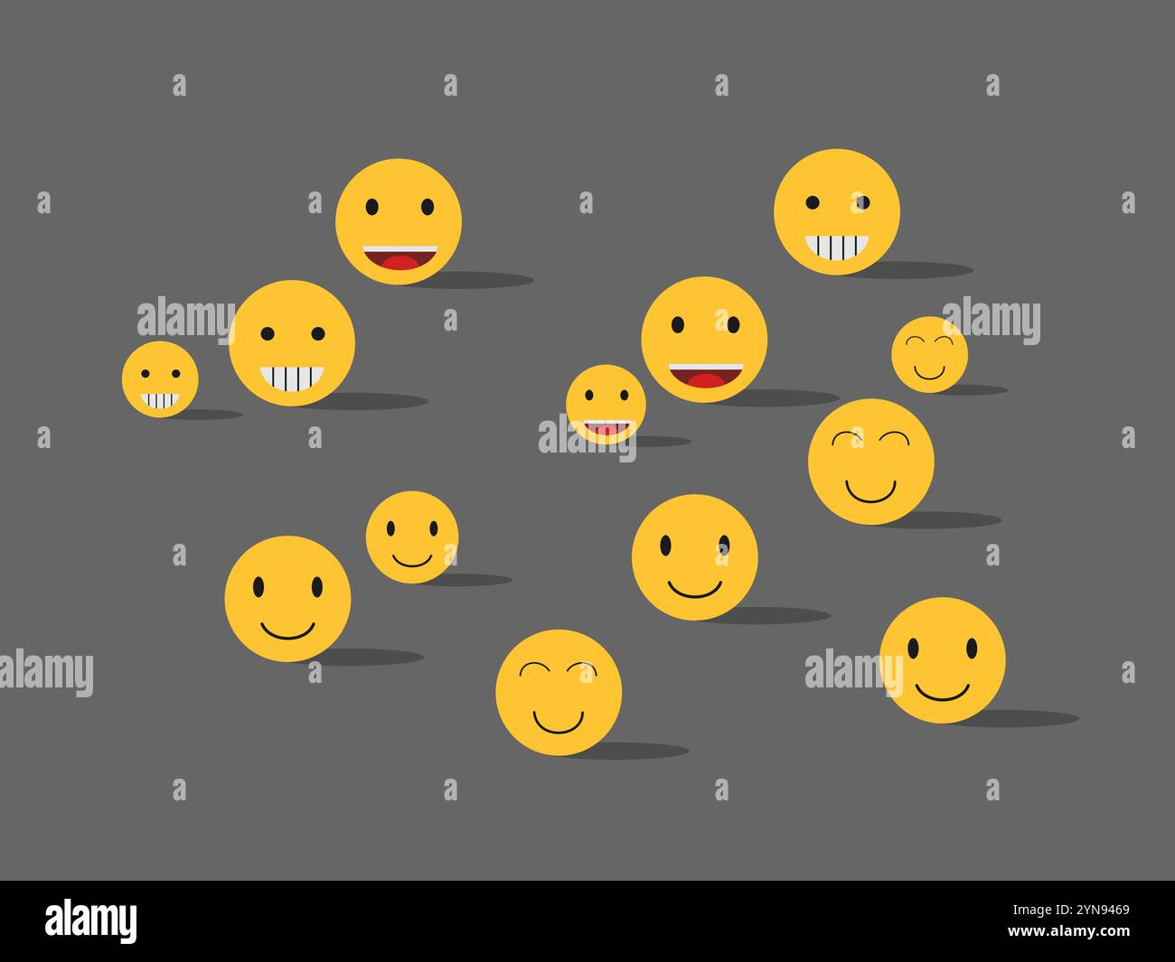 Set di emoticon che sorridono le facce di un'illustrazione piatta Illustrazione Vettoriale