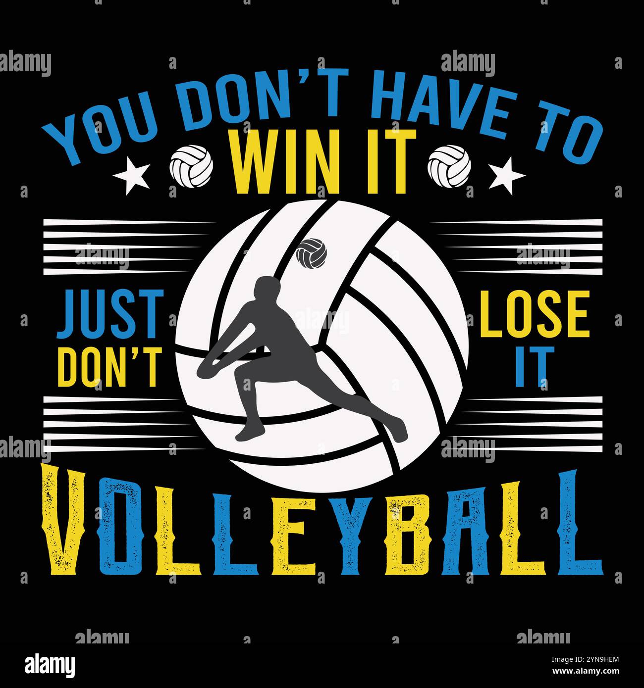 T shirt con tipografia vettoriale da pallavolo Illustrazione Vettoriale