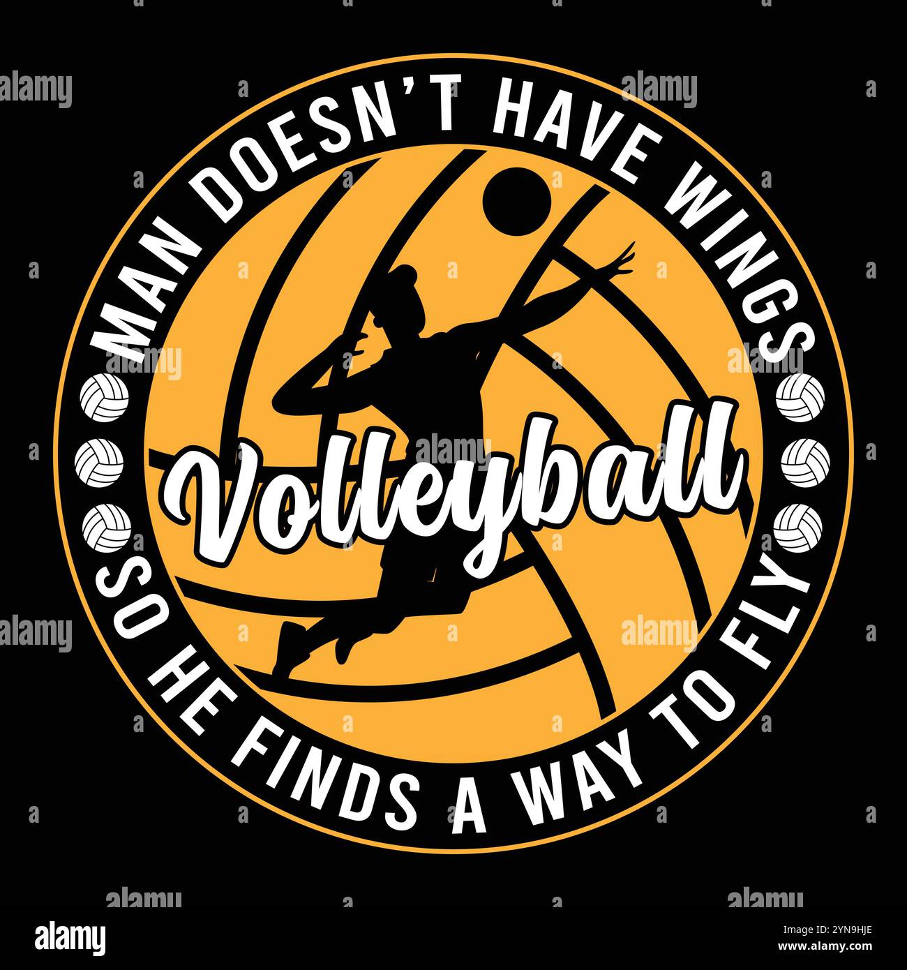 T shirt con tipografia vettoriale da pallavolo Illustrazione Vettoriale