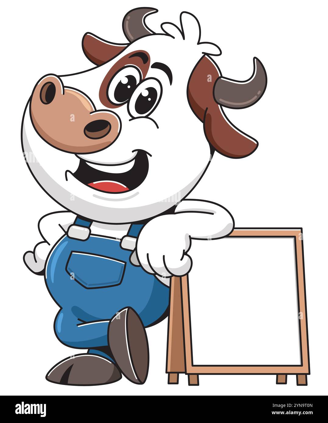 Personaggio Cartoon Cow con segno vuoto Illustrazione Vettoriale