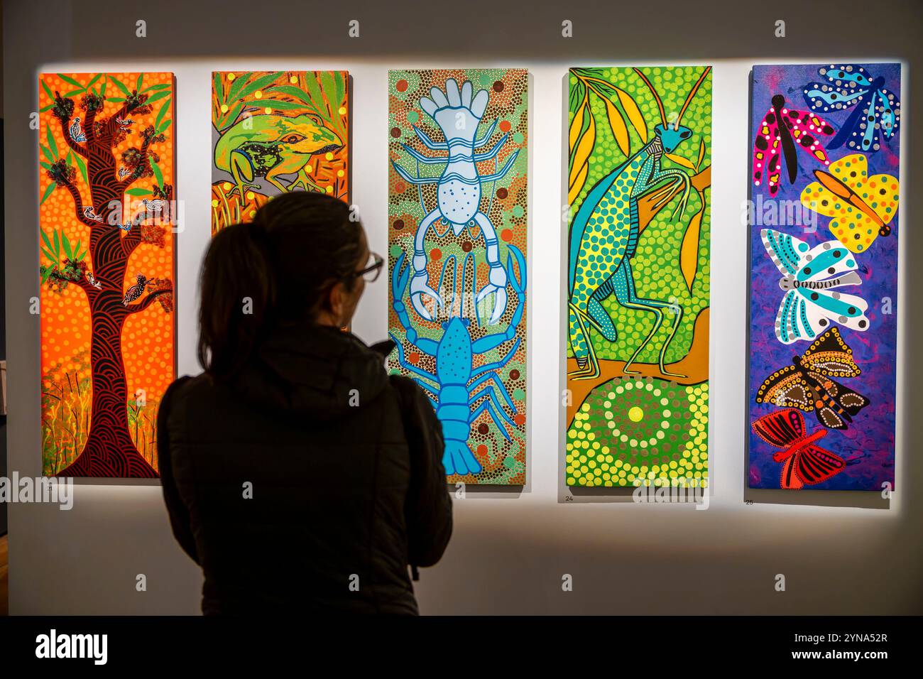 Australia, New South Wales, Sydney, Museum of Sydney o Museums of History NSW, arte aborigena, mostra Coomaditchie: The Art of Place Foto Stock