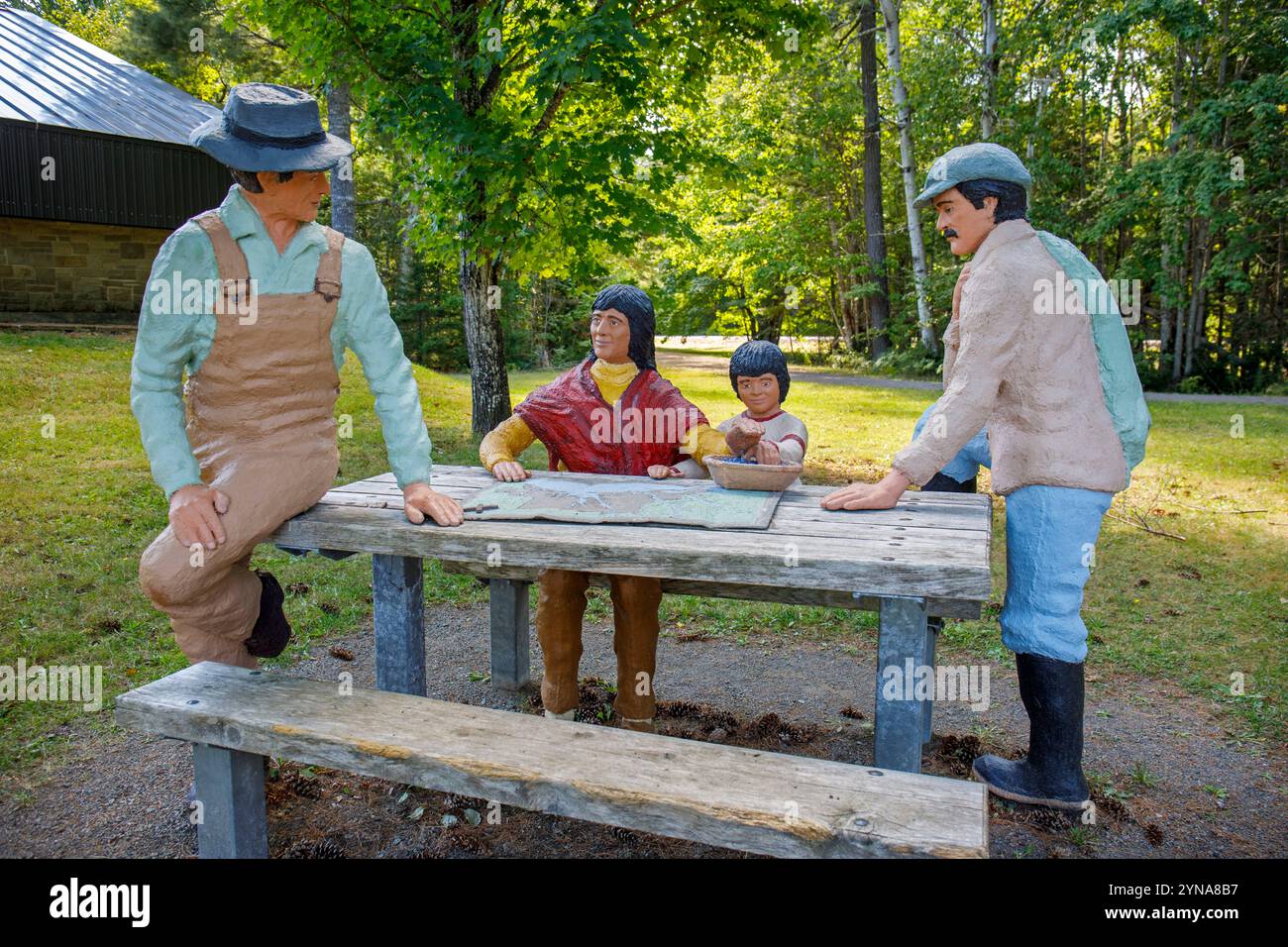Canada, provincia del nuovo Brunswick, Parco Nazionale di Kouchibouguac, padiglione d'ingresso, scena ricostruita della vita quotidiana Foto Stock