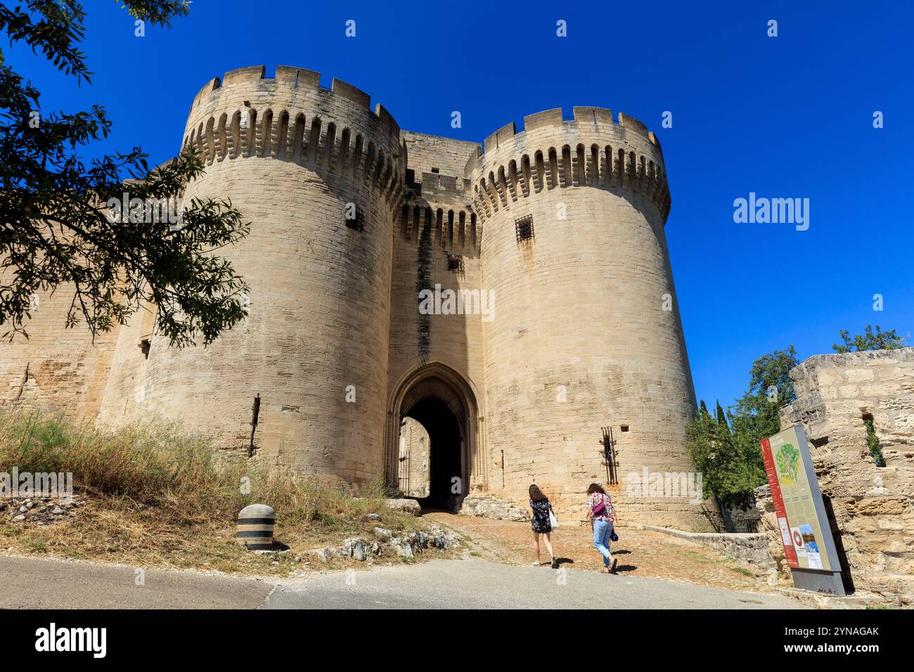 Francia, Gard (30), Villeneuve les Avignone, fleuve le Rhone, Fort Saint Andre (XIV secolo), classe Monument Historique, les remparts, l'entree Foto Stock