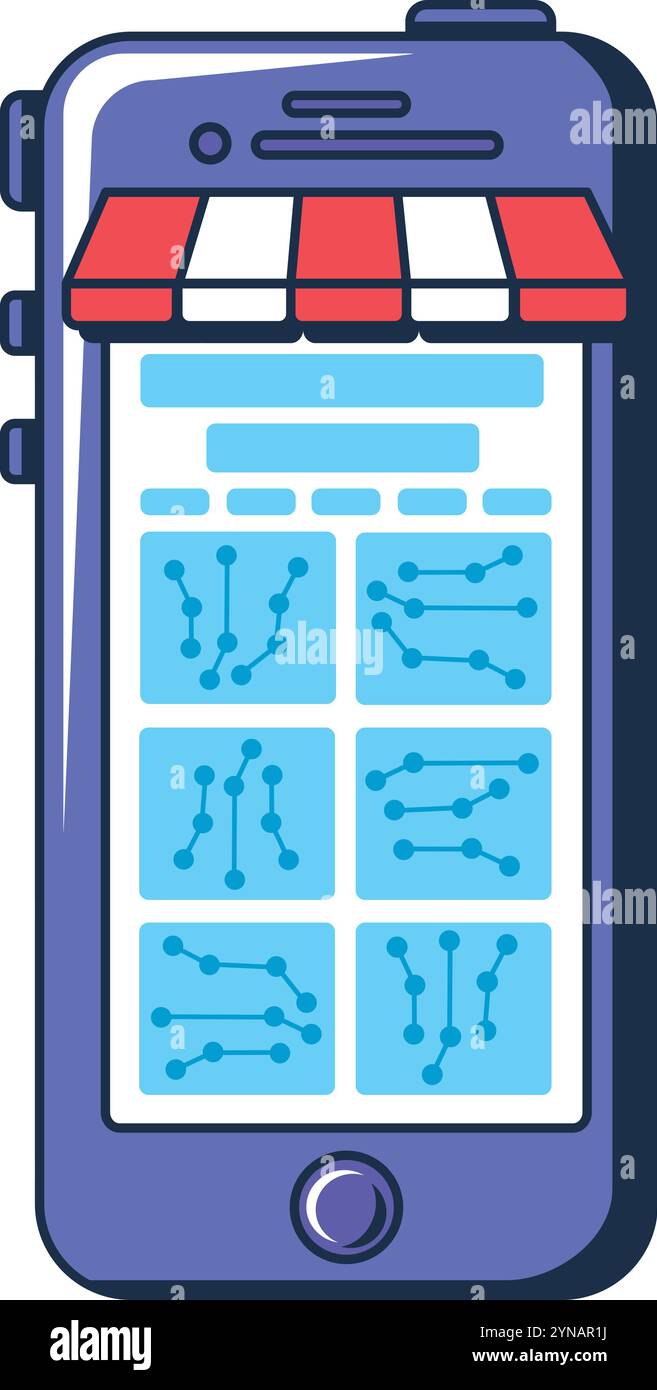 Raccolta NFT multicolore per applicazioni per negozi mobili. Selezione di un'immagine digitale da acquistare. Gettoni NFT esclusivi tra cui scegliere. Fumetto futuristico Illustrazione Vettoriale