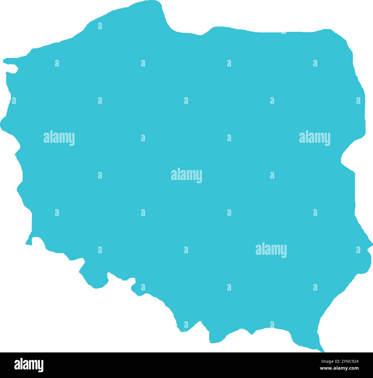 MAPPA della Polonia in blu, Mappa del Paese, Polonia, Mappa del confine, linea di confine della Polonia, Mappa geografica Illustrazione Vettoriale