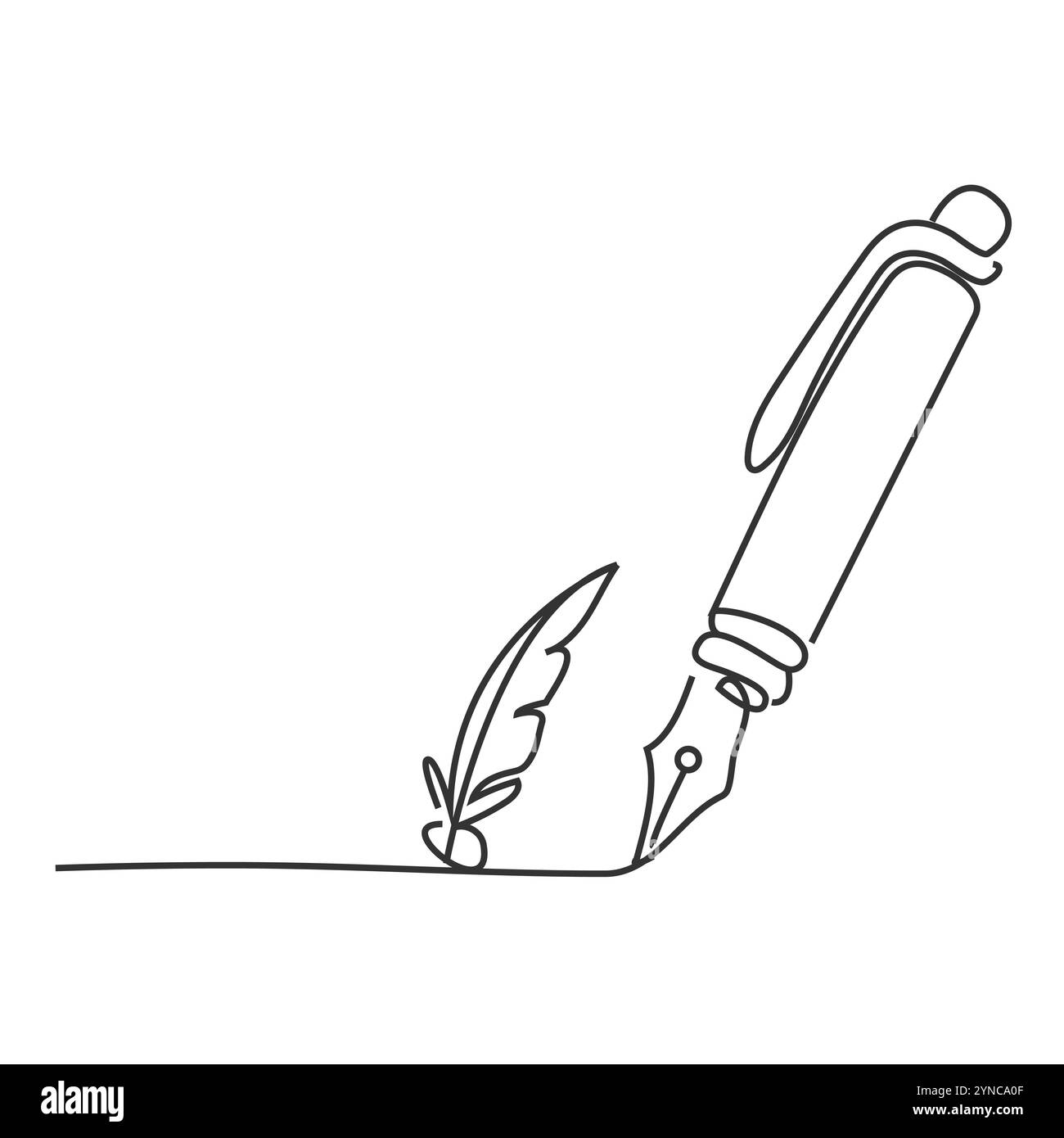 Icona della penna della fontana. Scrivi, firma. Simbolo del dispositivo vintage per elementi di progettazione, presentazione, sito Web o app. Icona della penna della fontana. Scrivi, firma. Illustrazione Vettoriale