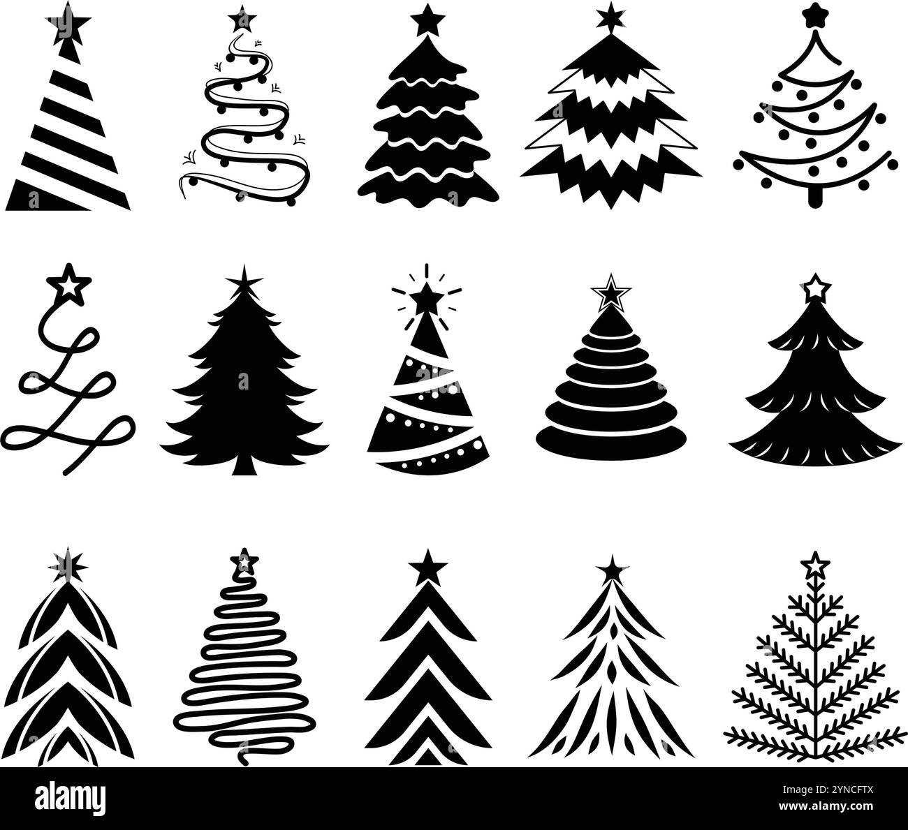 Set di silhouette albero di Natale - Vector Collection Illustrazione Vettoriale Set di silhouette albero di Natale - Vector Collection Illustrazione Vettoriale