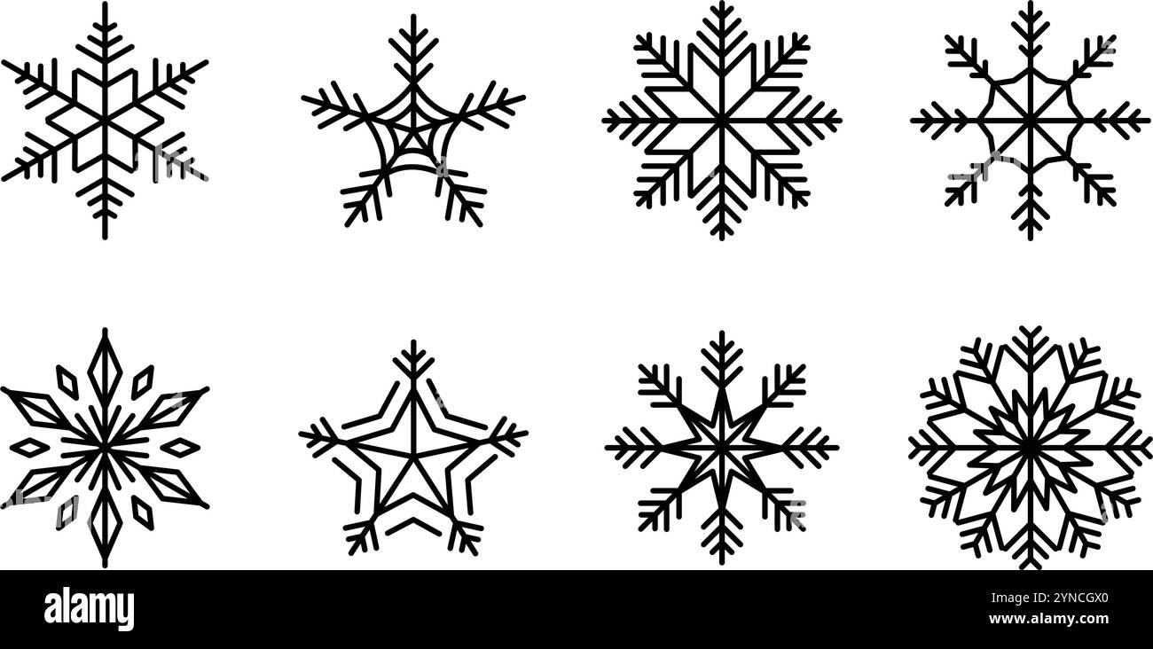 Set di segni di fiocchi di neve Illustrazione Vettoriale
