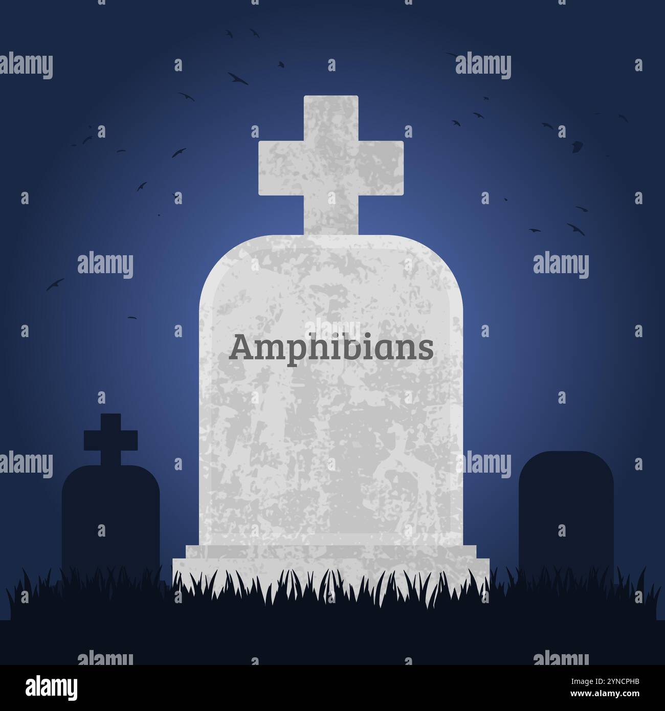 Gli anfibi sono morti. Concetto grave che simboleggia la distruzione ambientale e i problemi delle specie in via di estinzione. Illustrazione Vettoriale