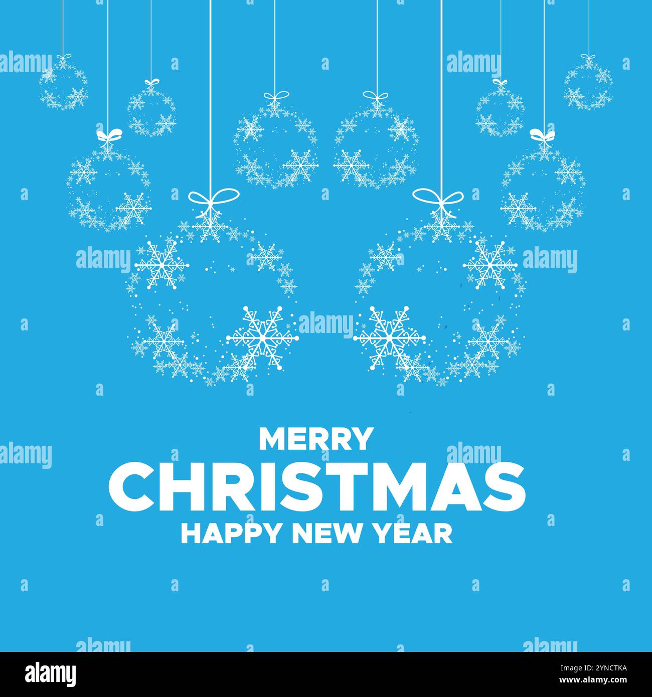 Buon Natale e felice anno nuovo. Buon Natale e felice anno nuovo alberi di Natale e neve su sfondo blu, biglietti d'auguri, Illustrazione Vettoriale