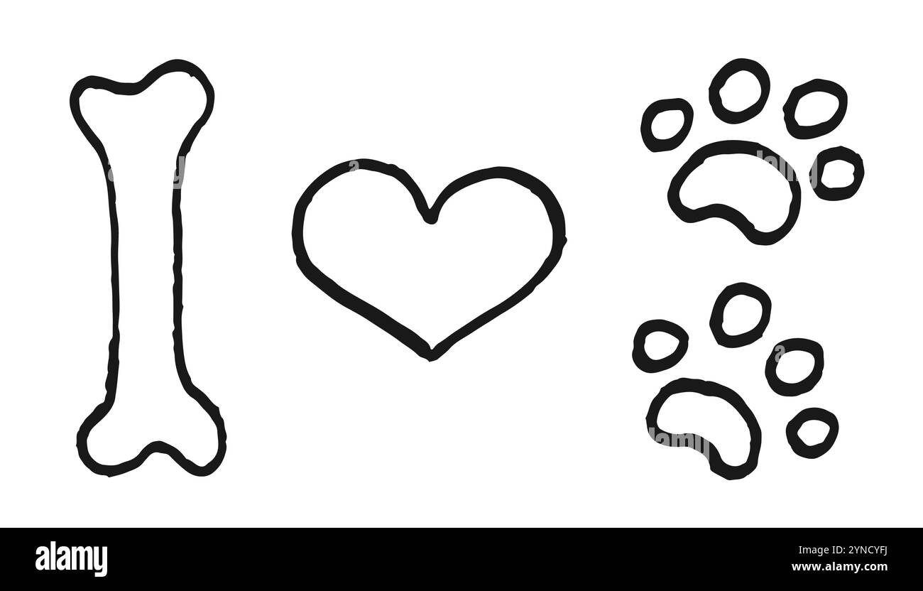 Amo la storia del mio cane di San Valentino. Illustrazione Vettoriale