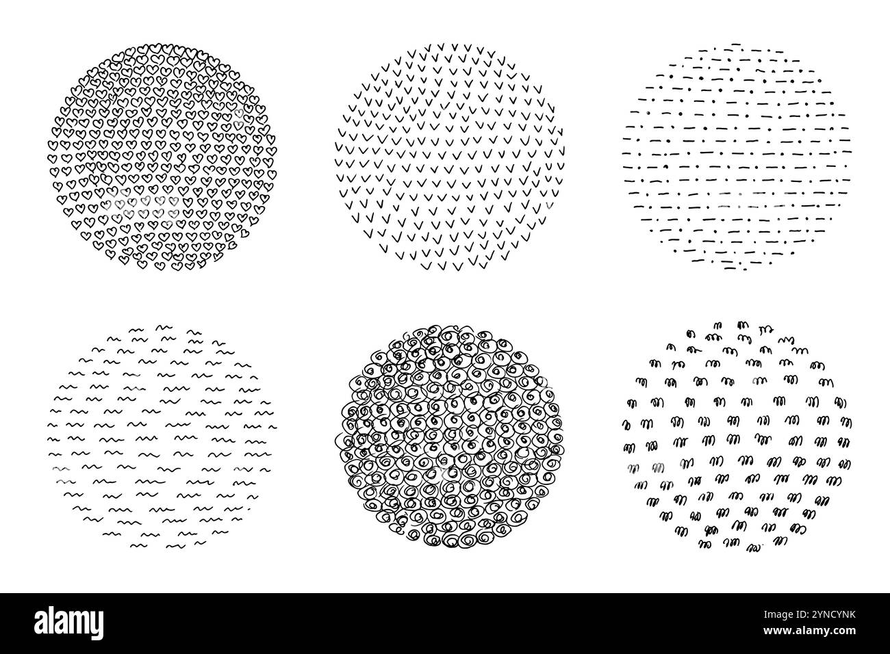 Cerchi disegnati a mano con consistenza diversa Illustrazione Vettoriale