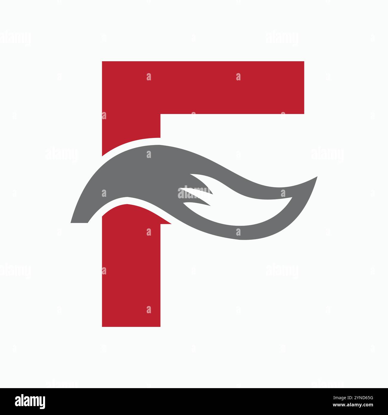 Lettera iniziale F Fox Logo Design Concept con Fox Tail Symbol Illustrazione Vettoriale