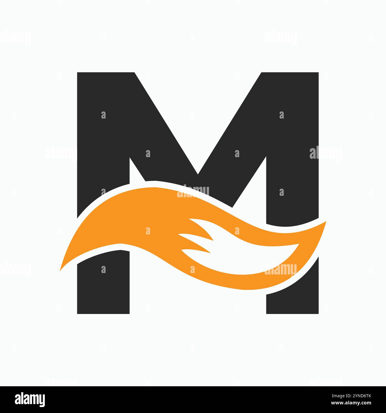 Lettera iniziale M Fox Logo Design Concept con Fox Tail Symbol Illustrazione Vettoriale
