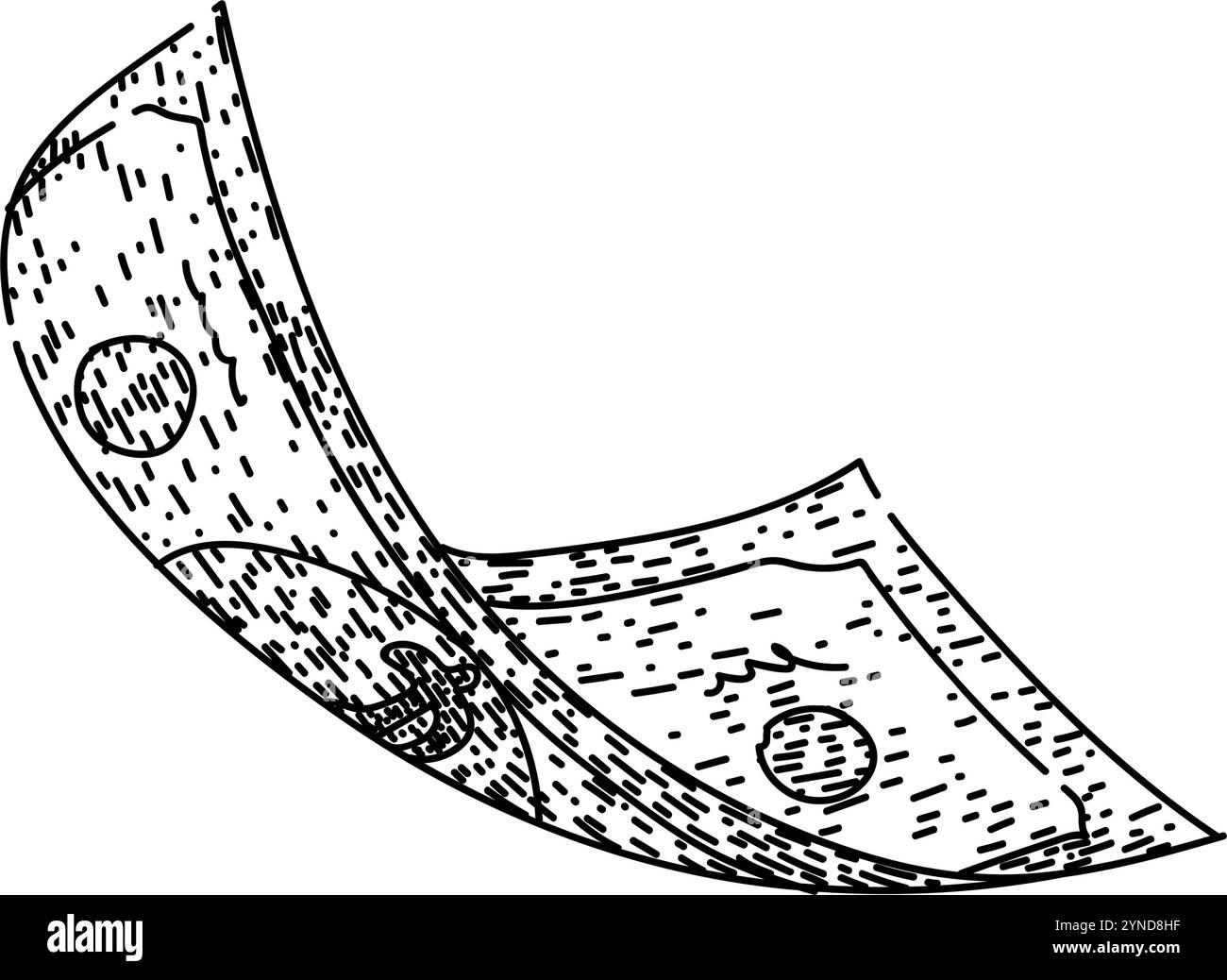 vettore disegnato a mano per bozze di banconote greenback dollar Illustrazione Vettoriale