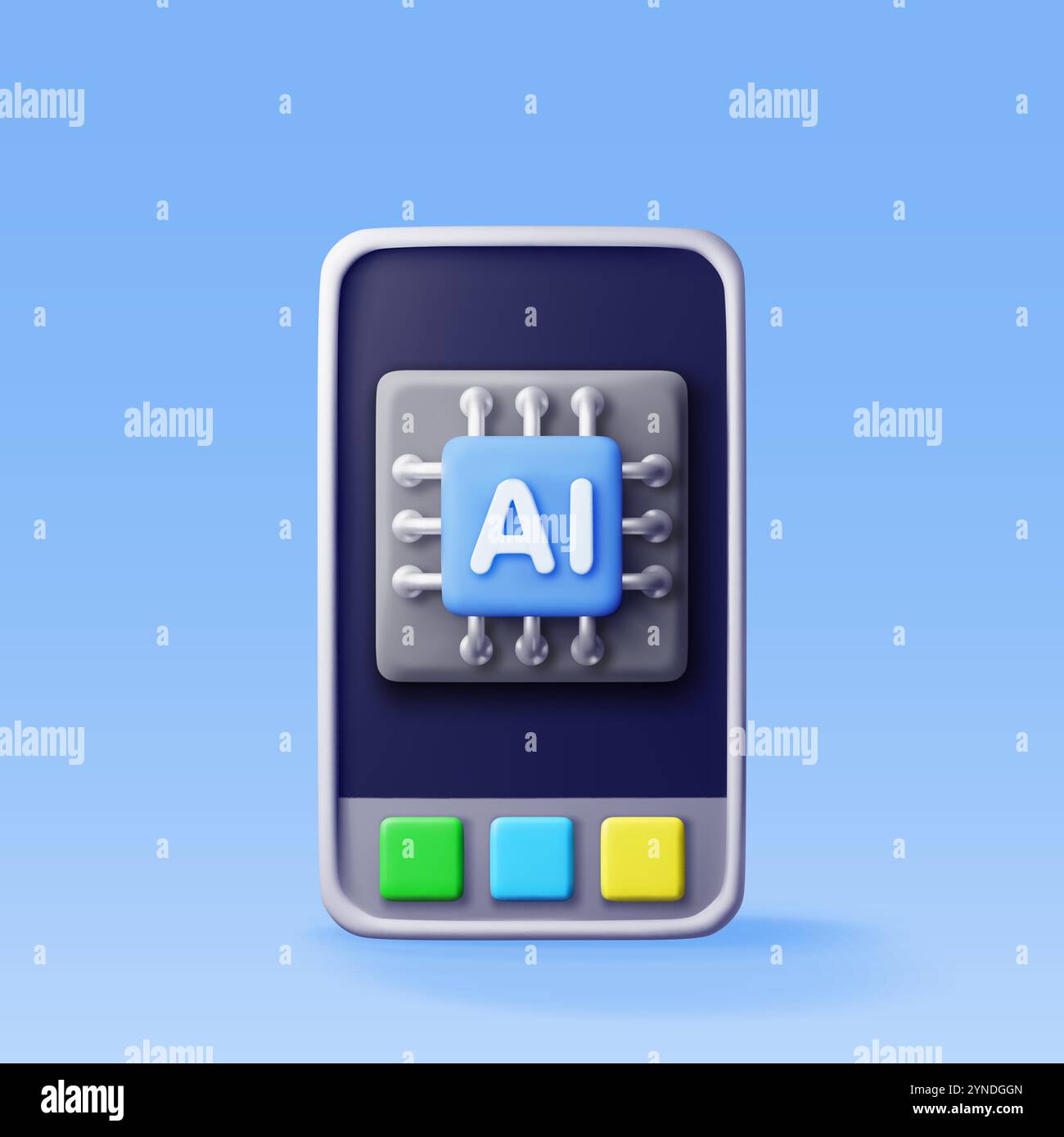 Chip ai 3d nello smartphone. Illustrazione Vettoriale