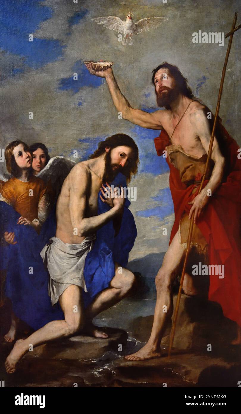 Il Battesimo di Cristo di Jusepe - Jose de Ribera (1591-1652) Spagna, spagnolo XVII secolo, francese, Museo di belle arti, Francia, ( Giovanni Battista, battesimo, Cristo nel fiume Giordano , Giovanni, Battista, Battesimo di Cristo, ) Foto Stock