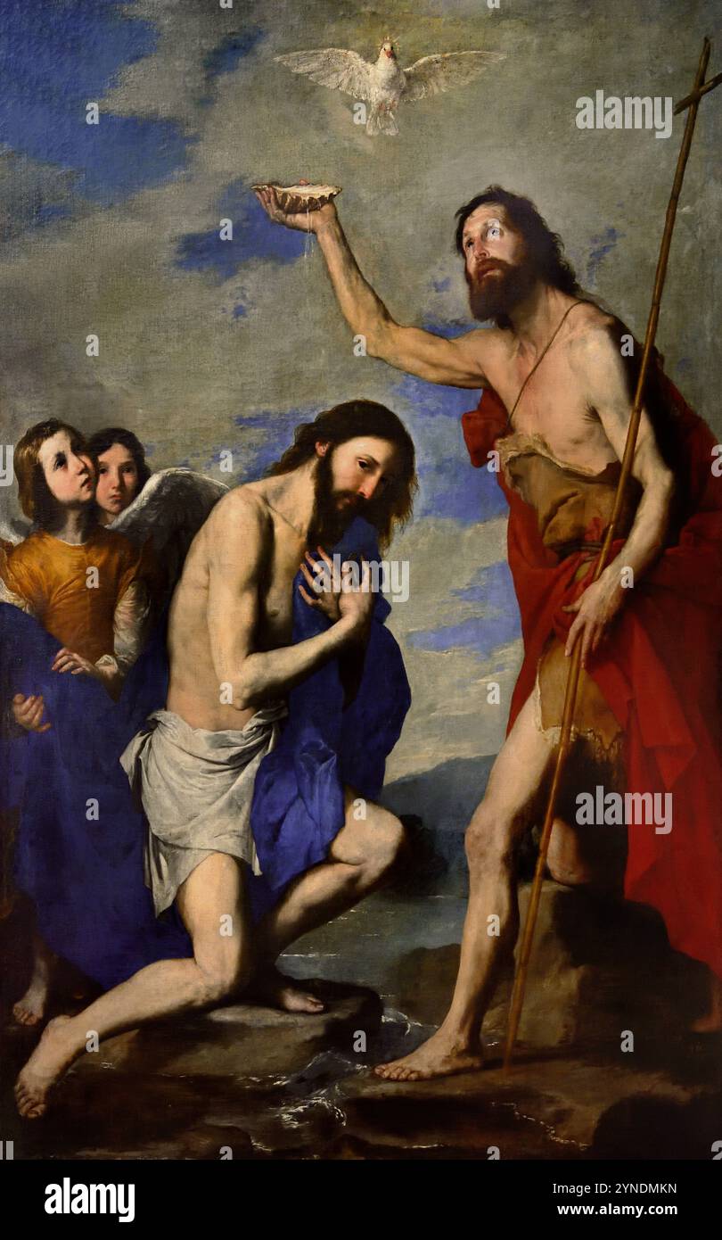 Il Battesimo di Cristo di Jusepe - Jose de Ribera (1591-1652) Spagna, spagnolo XVII secolo, francese, Museo di belle arti, Francia, ( Giovanni Battista, battesimo, Cristo nel fiume Giordano , Giovanni, Battista, Battesimo di Cristo, ) Foto Stock
