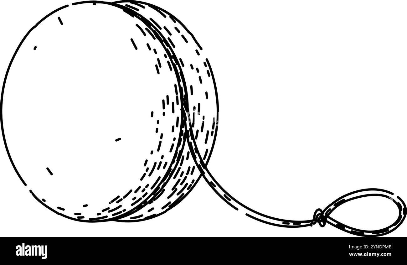 spin yo yo schizzo vettore disegnato a mano Illustrazione Vettoriale