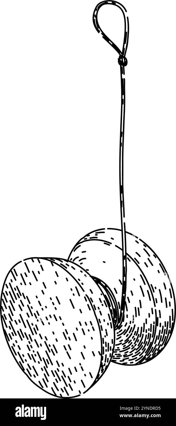 string yo yo sketch vettore disegnato a mano Illustrazione Vettoriale