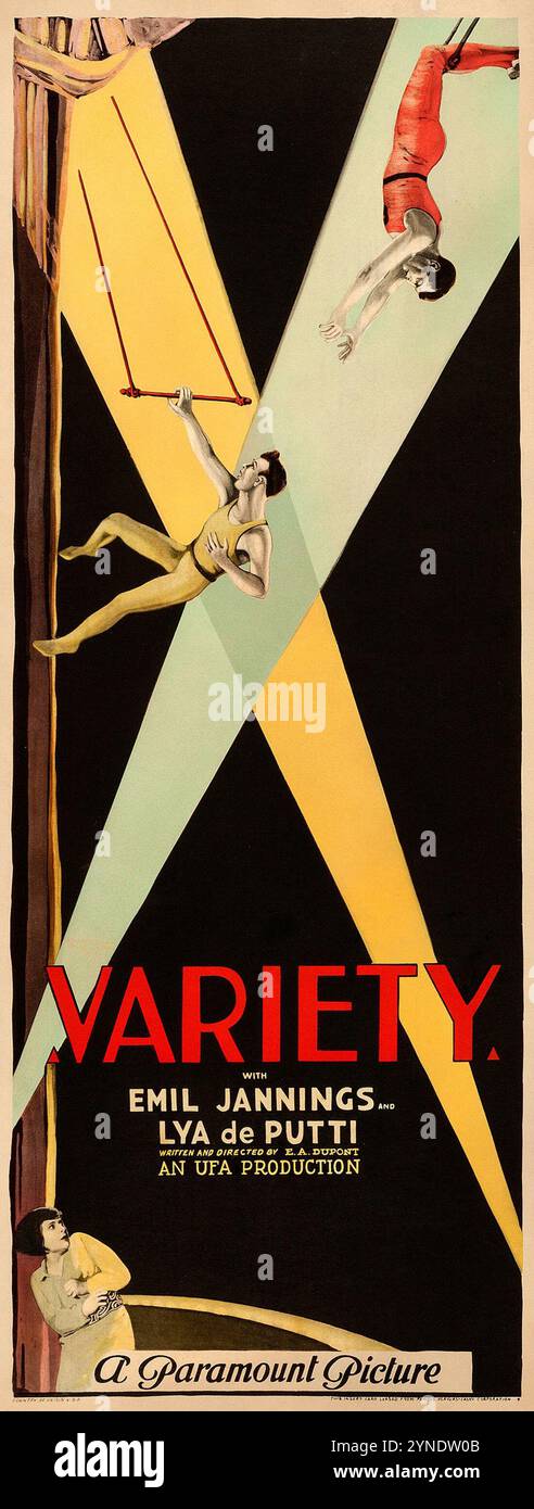 Varietà (Paramount, 1925). Inserto - pubblicità cinematografica - Emil Jannings, Lya de Putti Foto Stock