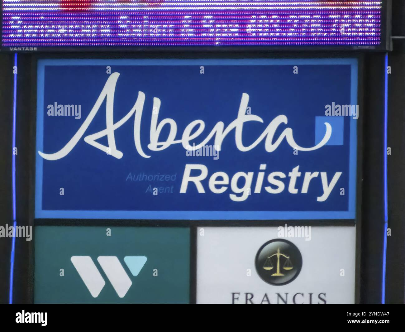 Calgary, Alberta, Canada. 22 maggio 2024. Primo piano di un cartello del registro dell'Alberta Foto Stock